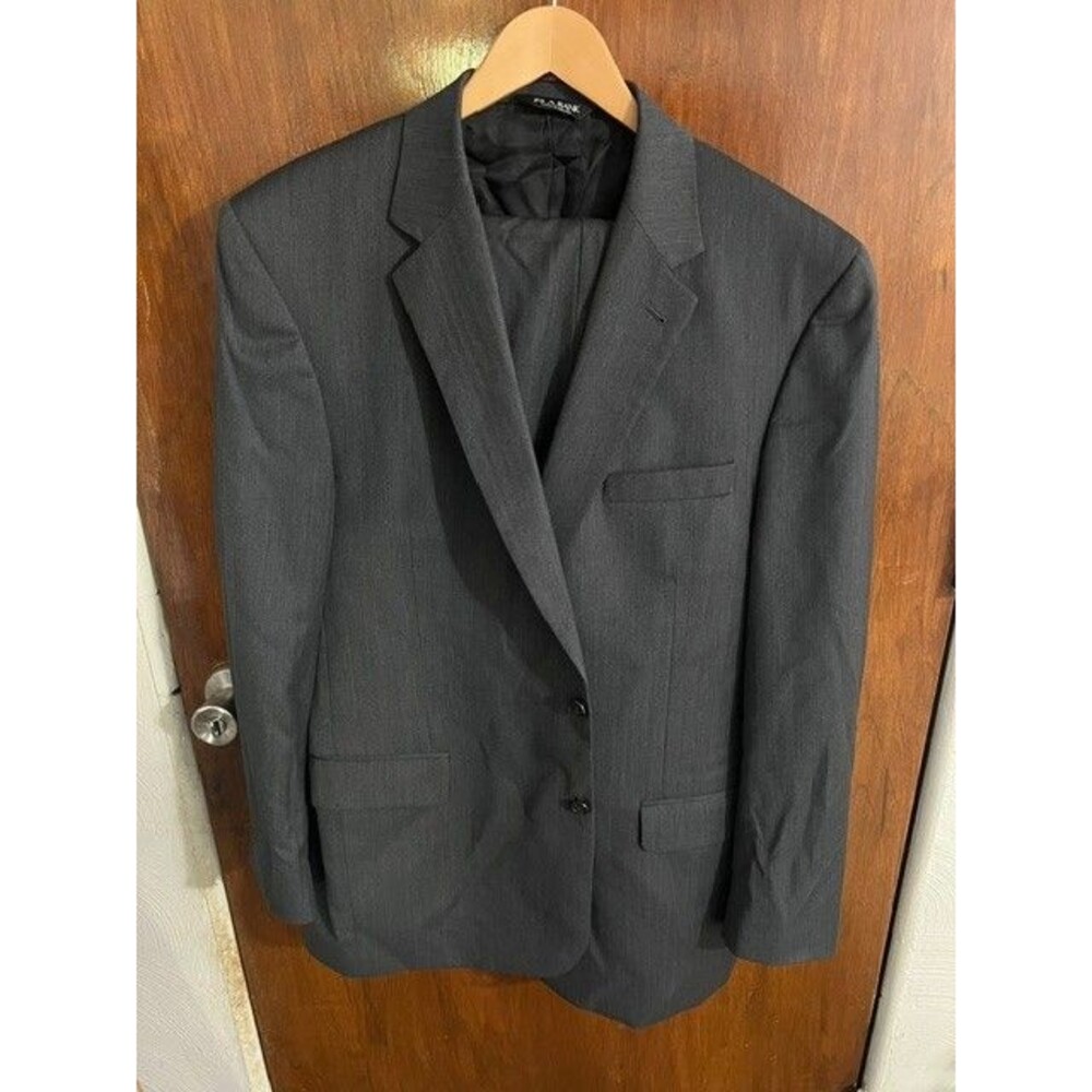 JOS A BANK Men's sz 46L 100% Wool Herringbone 2 PC Suit